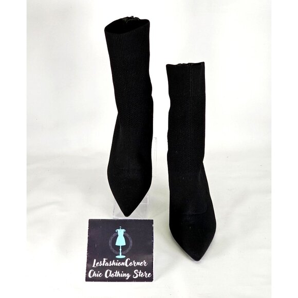 Staccato Women's Black Knit Pointed Toe Mid Socks Boots Red Heels Sz 9.5 40 314 - Picture 3 of 16